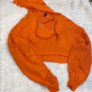 Orange hoodie cropped hoodie size Medium